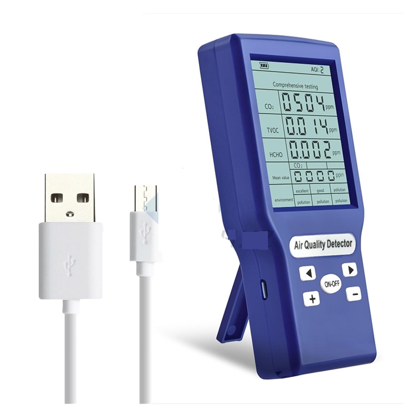 Xzxxzsz One Color Air Quality Monitor, Formaldehyde Tvoc Air Quality Detector Pm2.5 Carbon Dioxide Reliable Digital Co2 Sensor Meter