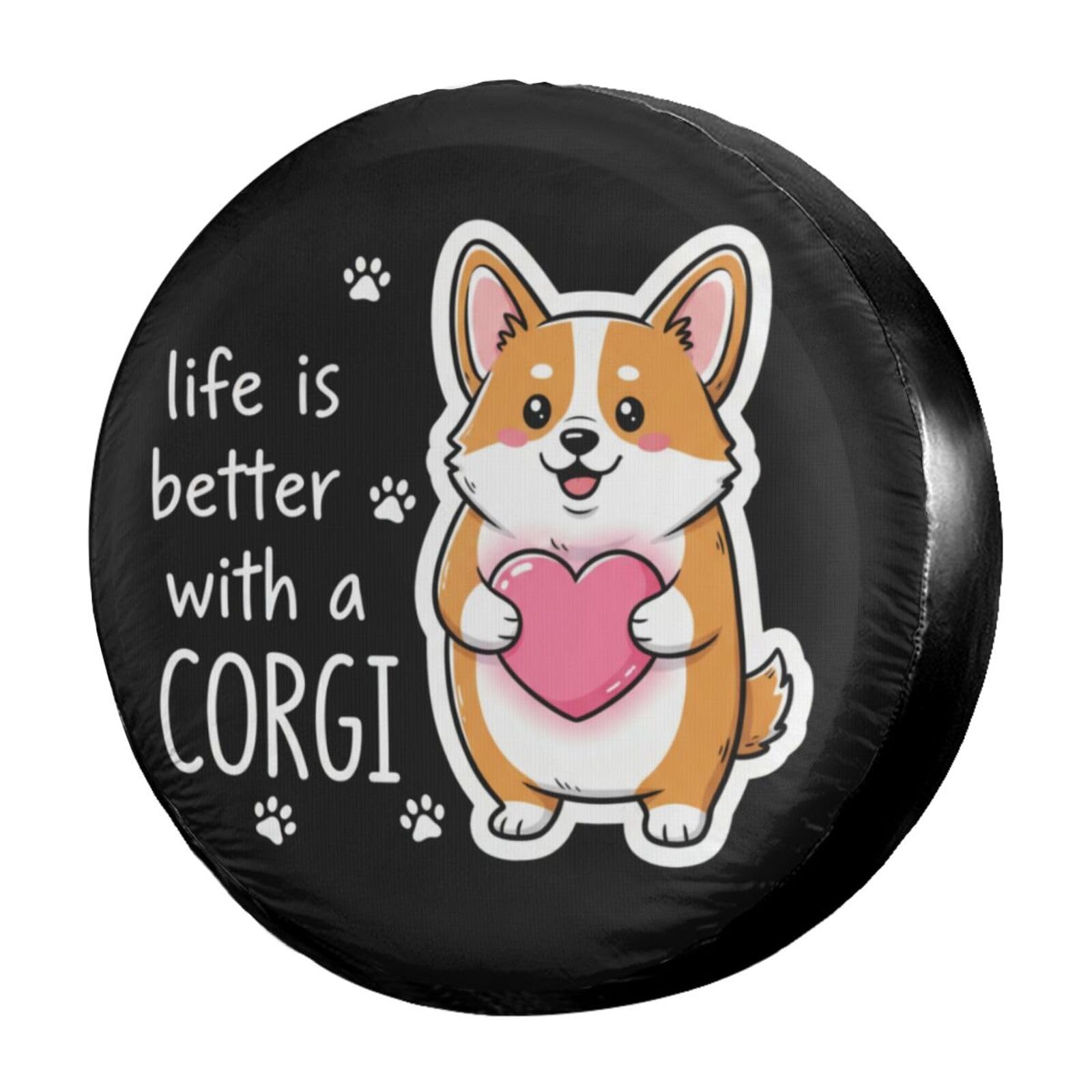 Delerain Cute Welsh Corgi Spare Tire Covers for Jeep RV Trailer SUV Truck and Many Vehicle, Wheel Covers Sun Protector Waterproof (15 Inch for Diameter 27"-29")