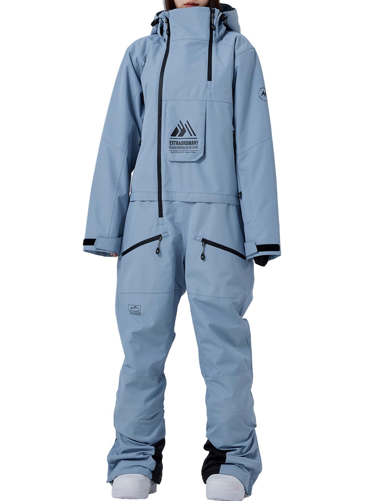 HOTIAN Damen Schneeanzug Einteilig Schneeanzug Wasserdicht Winddicht Warme Schnee SkifahrenSchneeoverall Jumpsuit Mit Kapuze Outdoor Skifahren Sätze