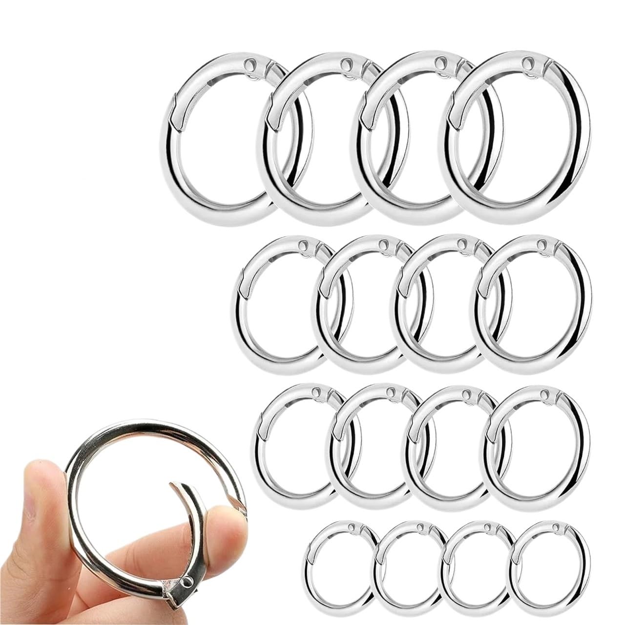 50Pcs O Round Bag Buckle Metal Clasps Buckles Spring Circular Carabiner Snap Hook Keyring DIY Jewelry Accessories for Keyrings,Wallets(Silver,26mm)