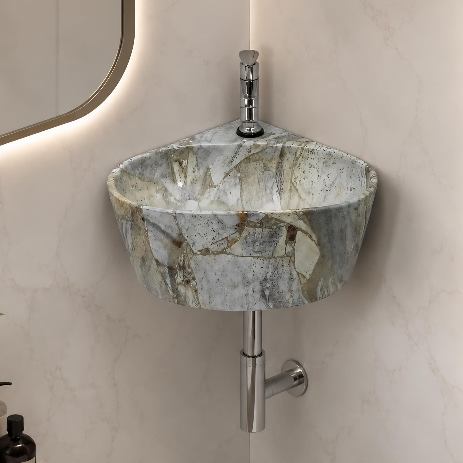 Reyal Corner Sink - Space-Saving Ceramic Wash Basin -27 Reyal Corner Sink - Space-Saving Ceramic Wash Basin -27