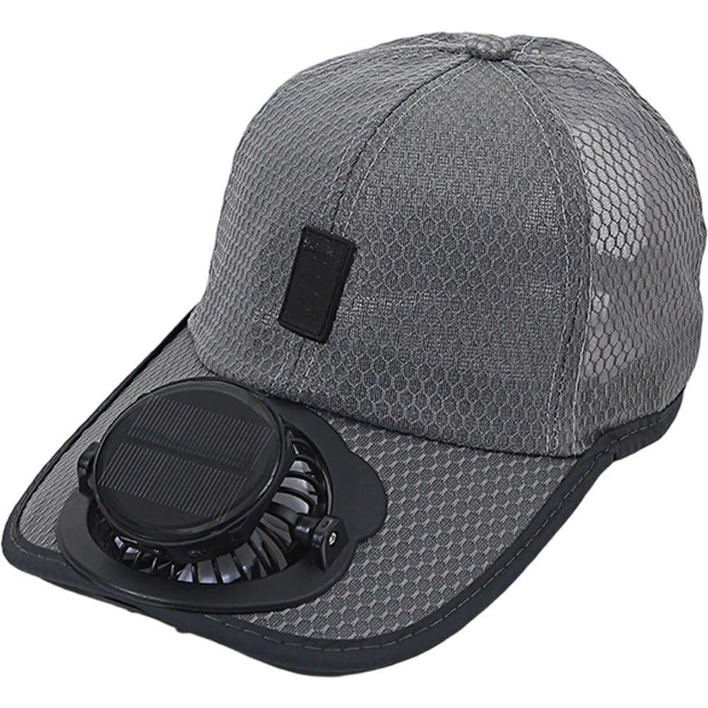 Sslvya Mesh Baseball Cap for Men Women Solar Powered Fan Fishing Hat Cooling Summer Beach Hats Outdoor Trucker Cap Golf Sun Hat