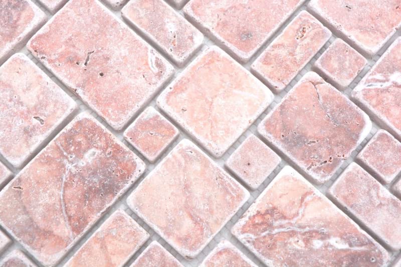 Mosaico de piedra natural Travertino rojo mate pared suelo cocina baño ducha ducha MOS40-FP45_f
