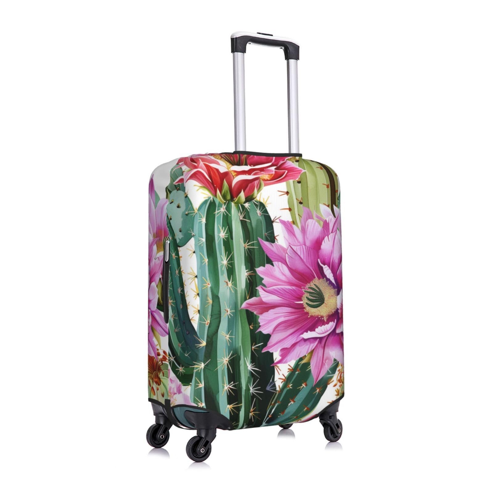 Funda elástica para equipaje de viaje, protector de maleta, diseño de gatos encantadores, antiarañazos, se adapta a equipaje de 31 a 32 pulgadas, Plantas tropicales de cactus, XL(31"-32"