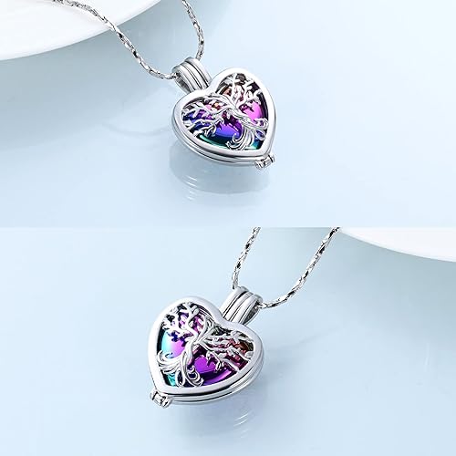 Miniatura 3 de Imrsanl Joyas de cremación para cenizas Collar con urna de corazón del árbol de la vida, colgante para cenizas para mujeres con urna de recuerdo
