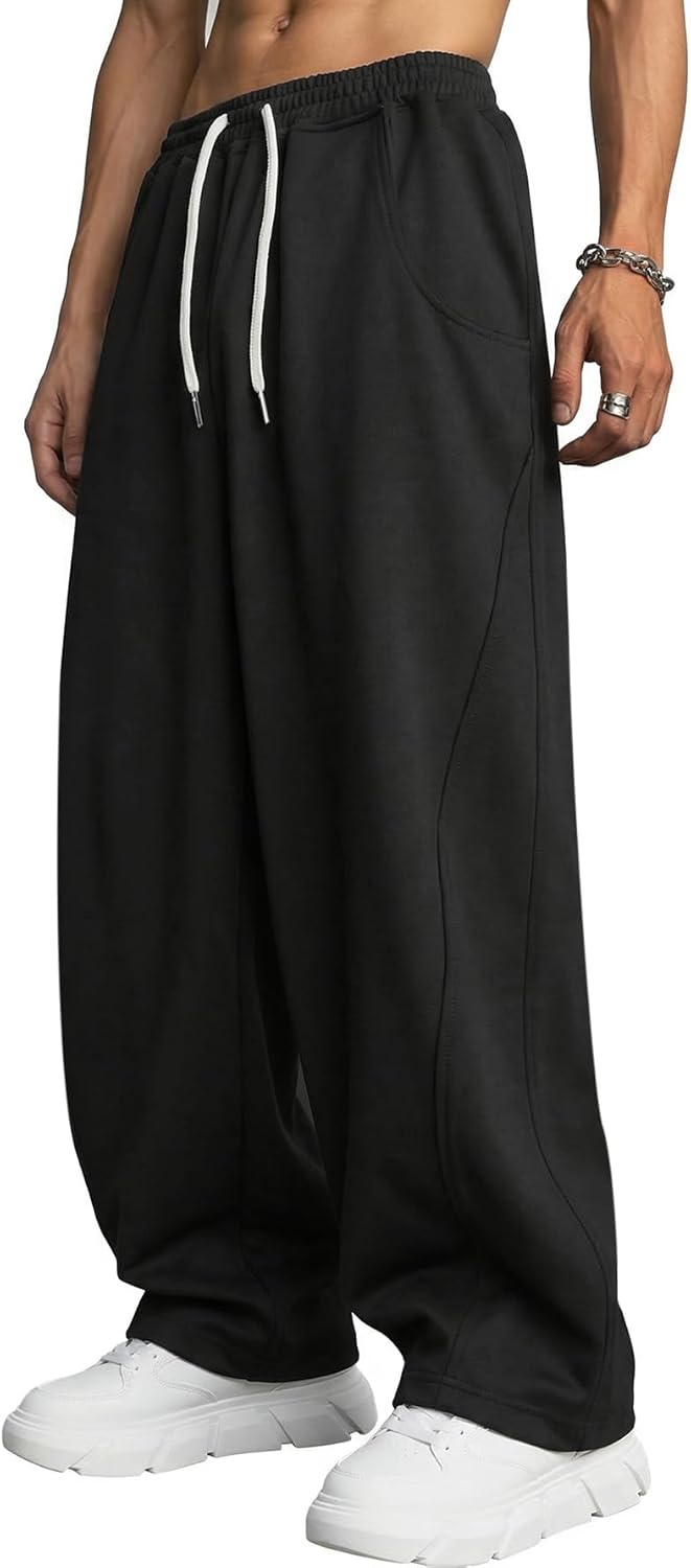 Men's Baggy Sweatpants Essentials Sweat Pants Wide Leg Sweatpants with Pockets