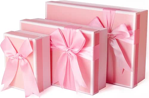 Giftilious Pink Gift Boxes With Lids For Presents, Set of