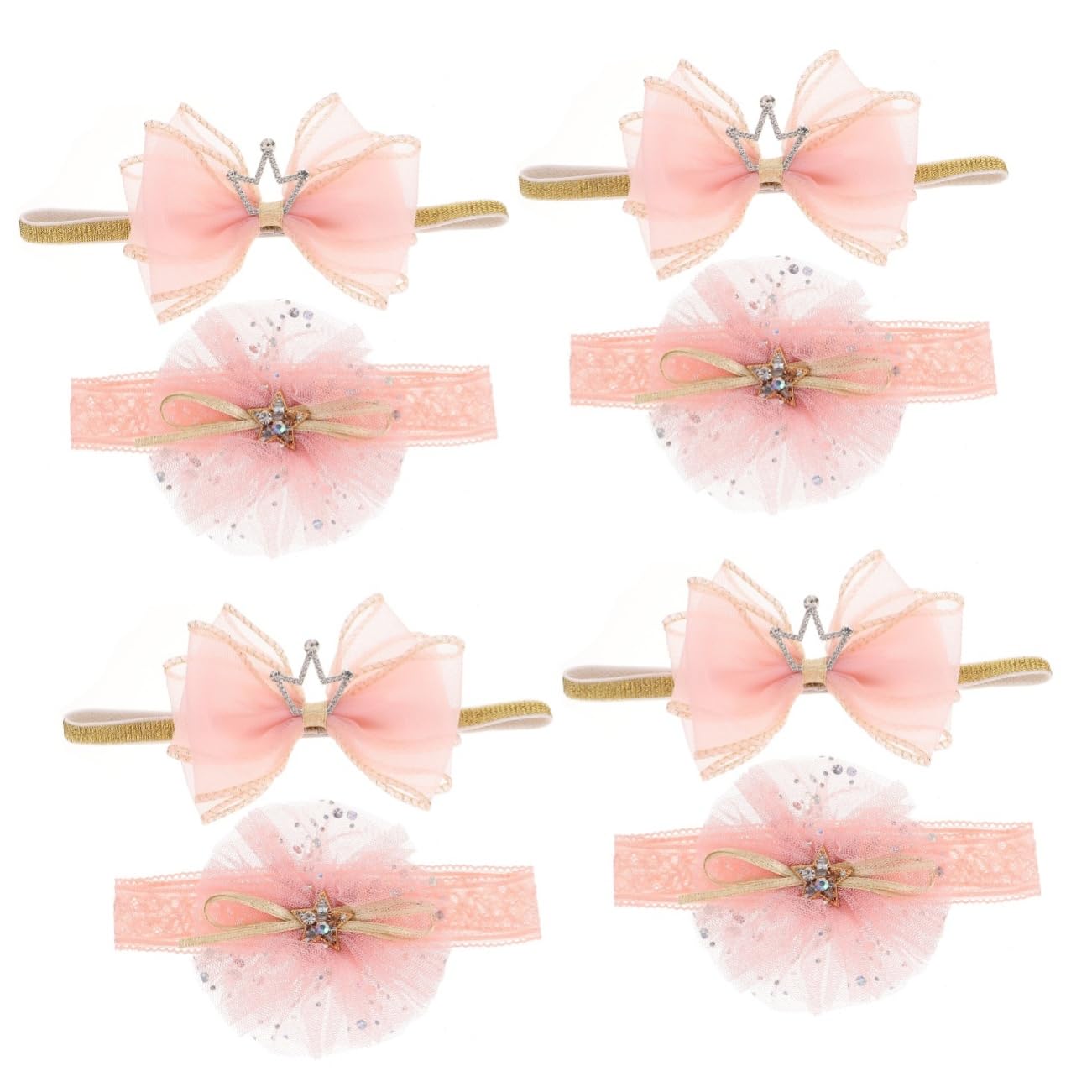 UPKOCH 8piezas Diademas Para Bebés Recién Nacidos Diseño De Rosado y Oscuro Diademas Suaves y Cómodas Para Fotografía y Ocasiones Especiales