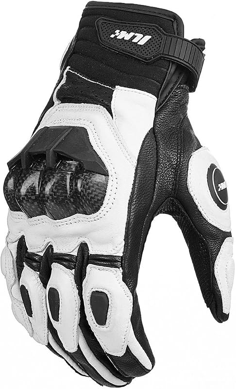 Air Flow Leather Motorcycle Gloves Touchscreen for Men and Women Model-GRC01 (L, White)