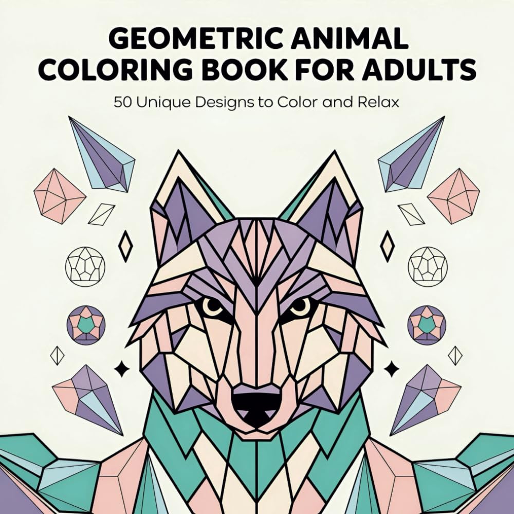 Geometric Animal Coloring Book for Adults: 50 Intricate Animal Designs for Stress Relief and Relaxation: Mindful Coloring with Geometric Patterns of ... Anxiety Relief, Creativity, and Meditation