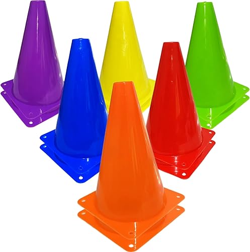 12 conos de tráfico de plástico, mini conos deportivos para ejercicios de baloncesto y fútbol, juegos para interiores y exteriores, actividades y