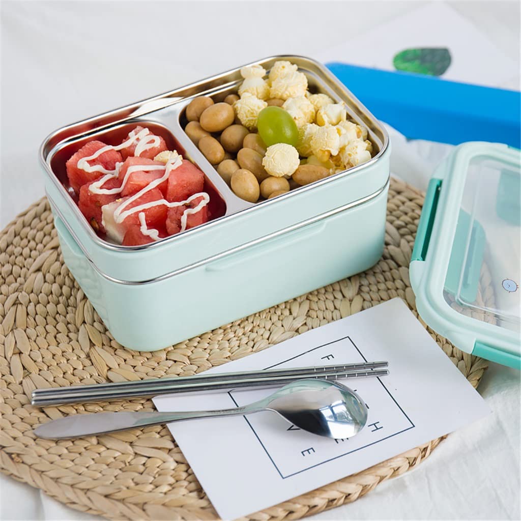 Carino Scatola di Pranzo in Acciaio Inox Doppio Strato Ufficio Portatile Bento Box Esci Il Trasporto Bento Box(3-Pack)