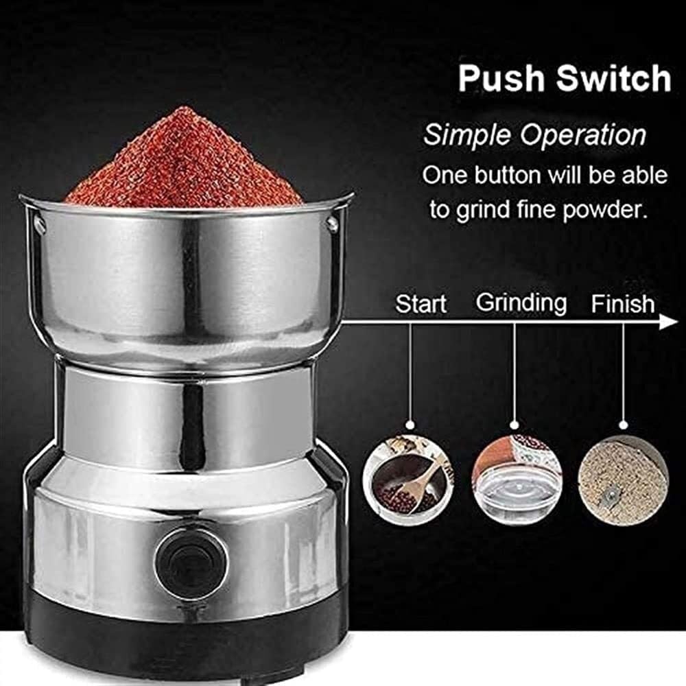 Electric Coffee Grinder, 100g Capacity Spice Grinder with Stainless Steel Blades, One-Touch Control for Beans, Seeds, Herbs, and More