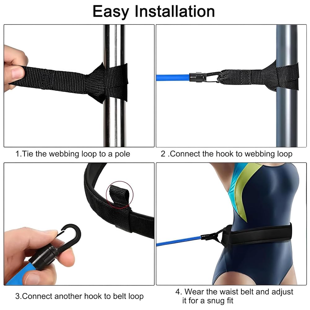 Elastique Piscine Nage Ceinture Résistance Natation - 4m élastique TPE - Entraînement Piscine - Adultes Et Enfants Elastique Natation Piscine