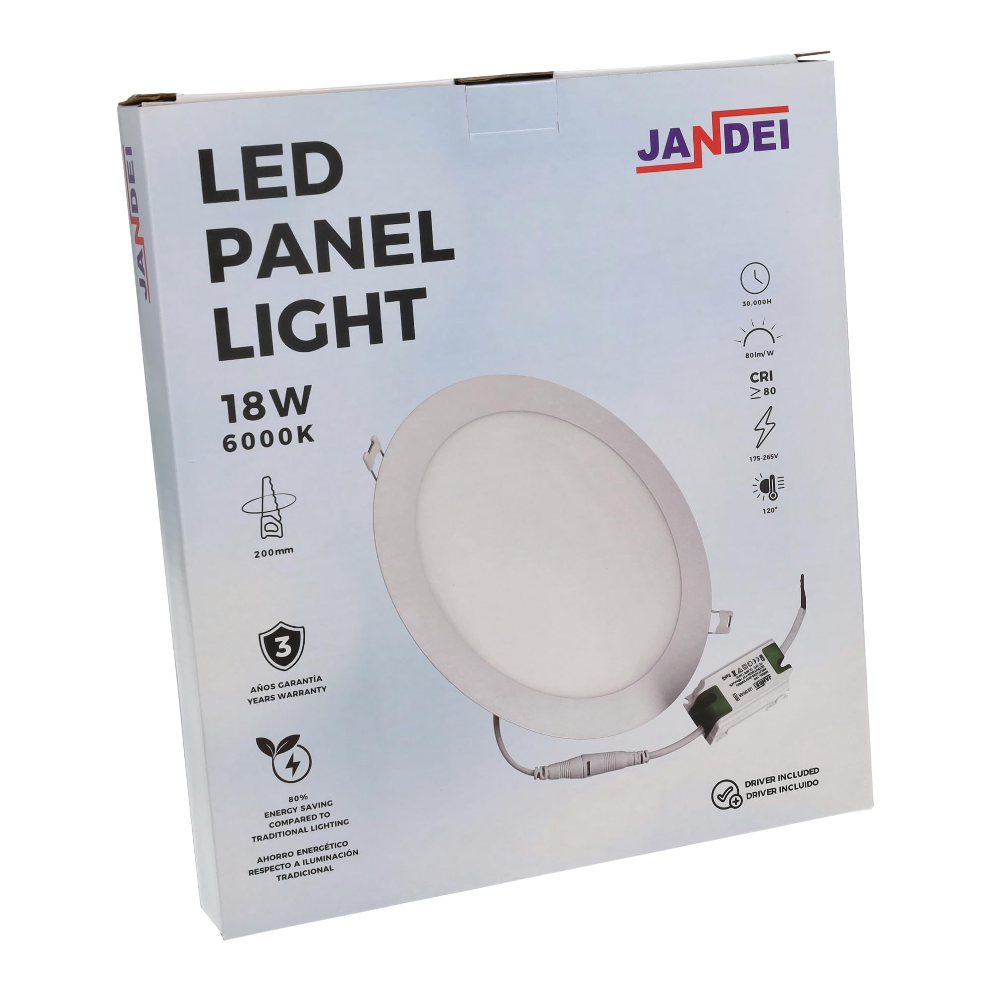 LED SPOT encastrer rond 18W 3000K/4200K/6000K blanc Ø224x13 220V 1440lm lot de 5
