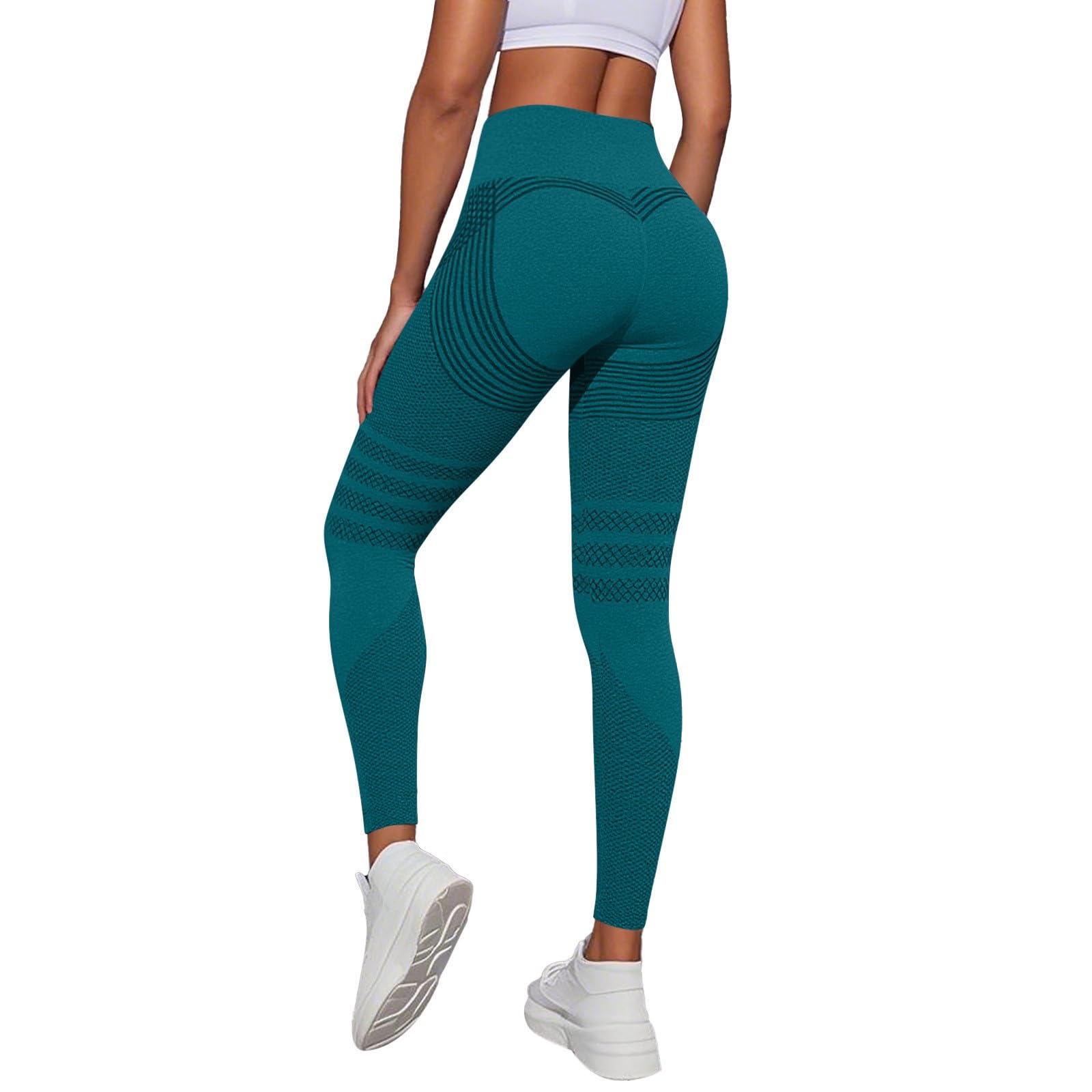 Women's Green Compression Leggings Anti Cellulite High Waisted Workout Gym Leggings Uk Tummy Control Butt Lifting Yoga Pants Seamless Sports Running Leggins Trousers Xxl