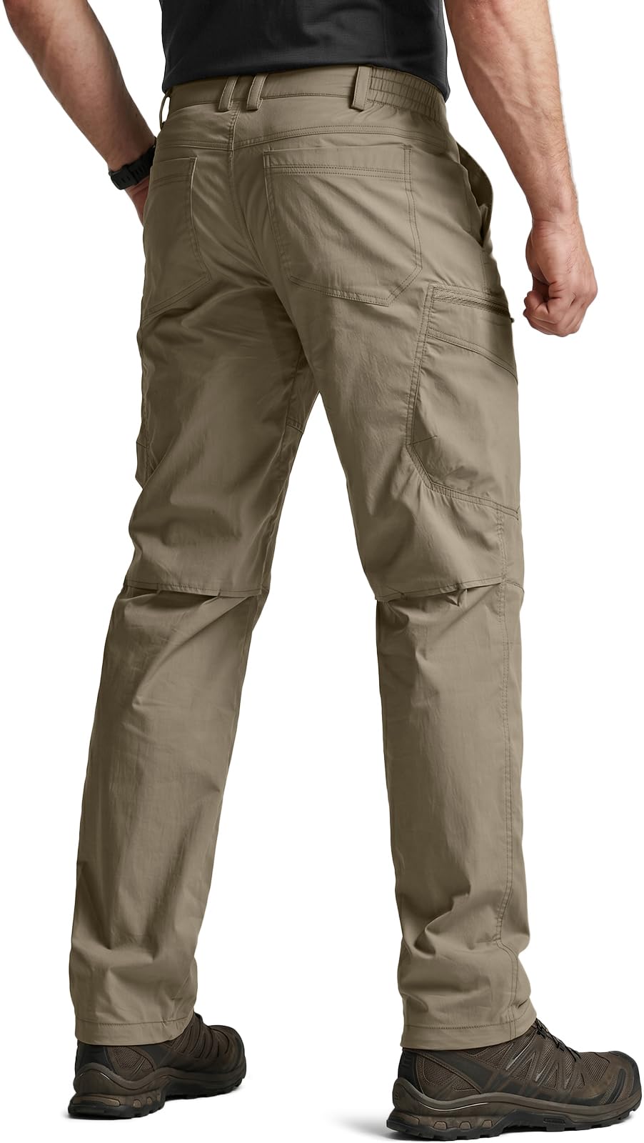 CQR Men's Quick Dry Tactical Pants, Water Resistant Outdoor Pants, Lightweight Stretch Cargo Work Hiking Pants — view 3