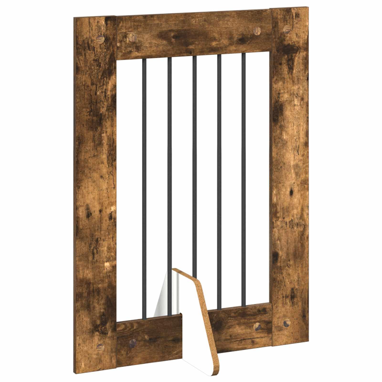 Portería para perros con soporte, 2 piezas de roble ahumado, 60 x 80 cm, plegable, de metal, para el patio, para cachorros, seguridad y protección flexible en el salón