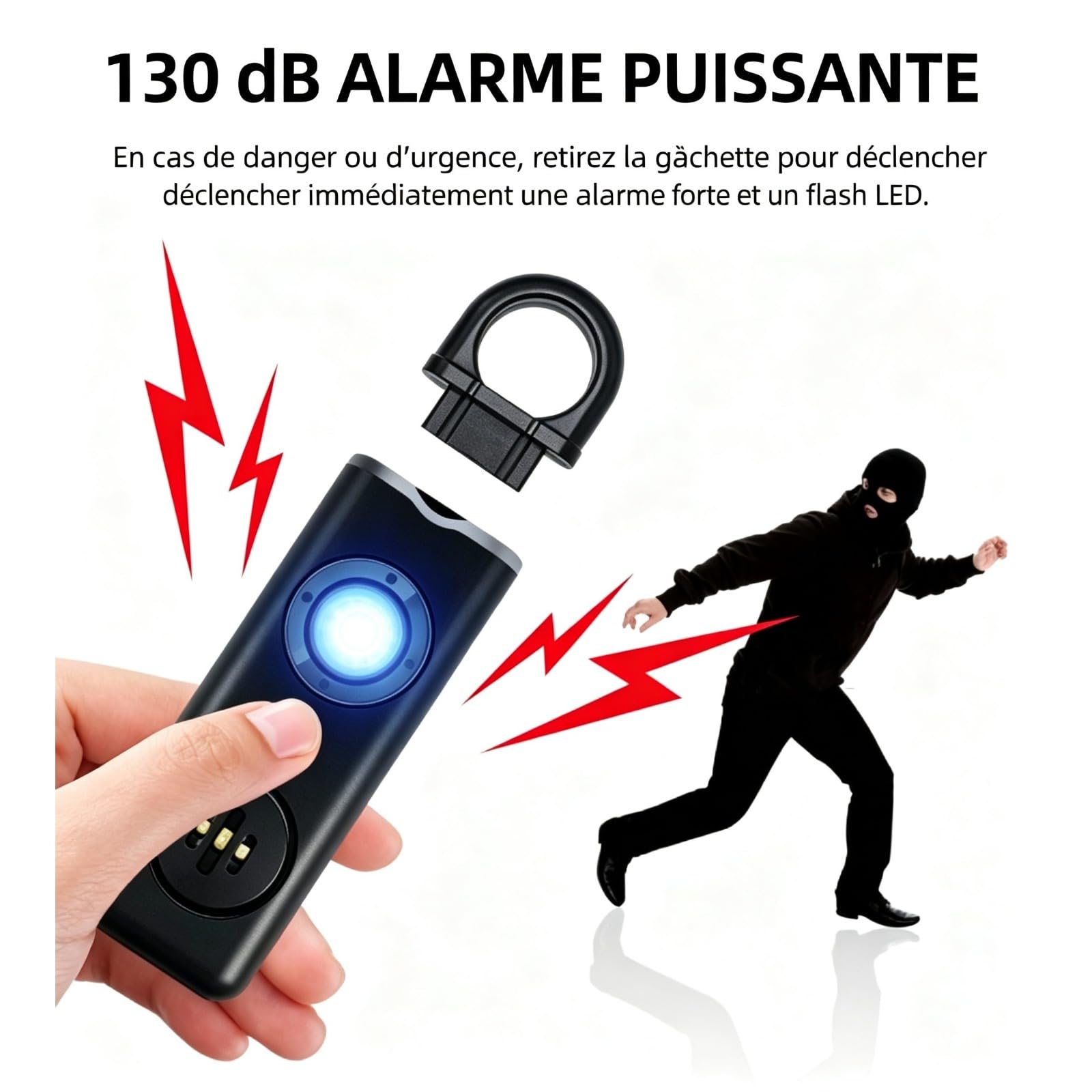 Version Améliorée Vigipulse Alarme De Poche 2026,personnelle Anti Agression | Signal 135 Décibels, Lumière LED Stroboscopique, Format Compact, Transport Facile, Dissuasion Efficace, Usage Quotidien