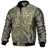 DiBanGu Gold Bomber Jacket Men's Lightweight Varsity Jackets Embroidered Casual Windbreaker Jackets for Men Fashion