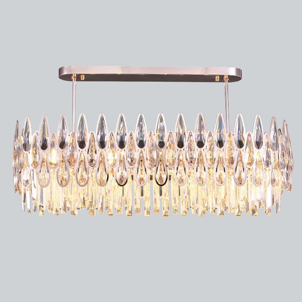 HXYSXHJUO E14 modern light luxury crystal chandelier, creative high grade lamp, for living room bedroom dining lamps and lanterns,oval 100cm