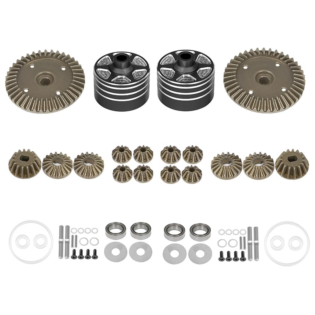 Engrenage différentiel avant arrière en métal avec coque de diff pièces RC pour voiture Tamiya XV-02 MB-01 XM-01 RC (Noir)