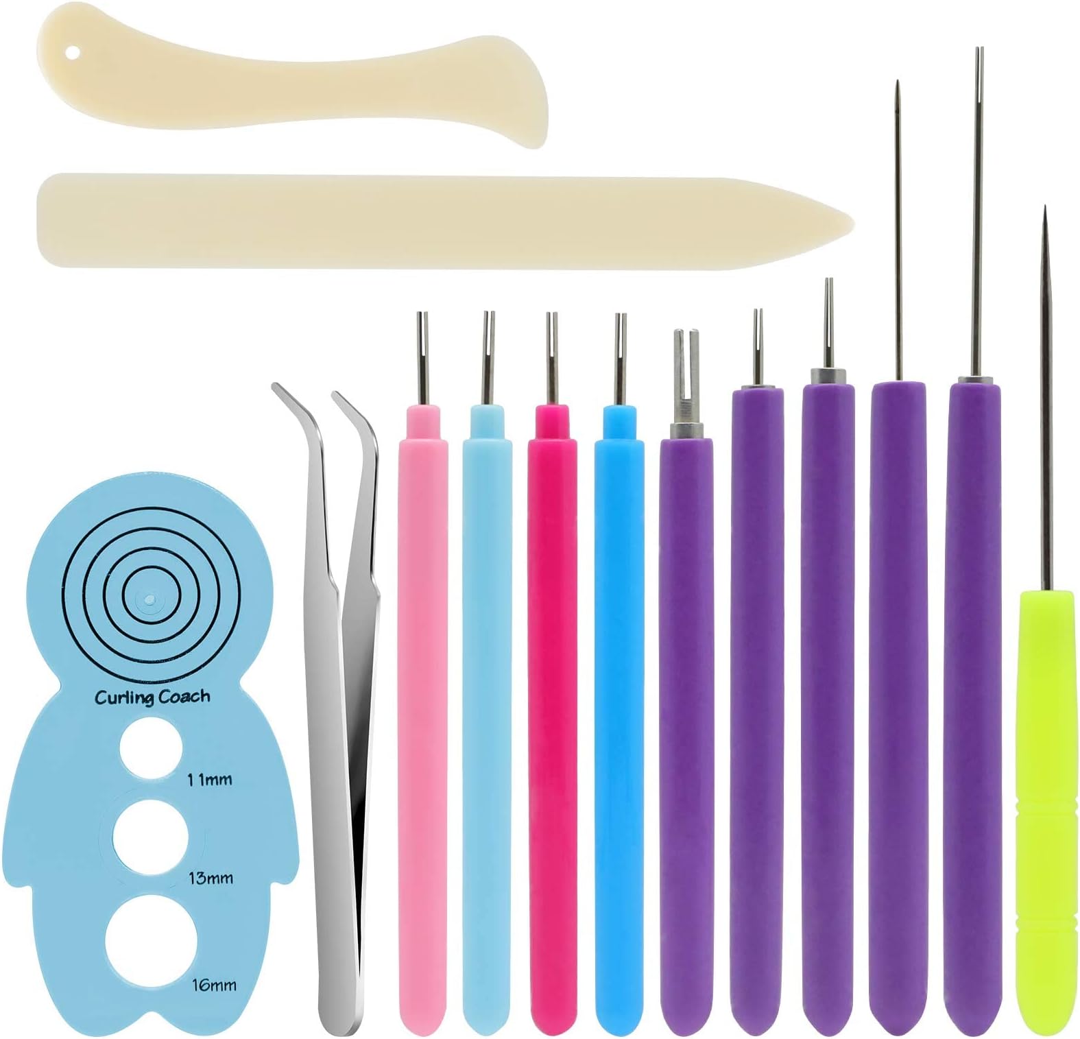 Paper Quilling Slotted Kit, Assorted Sizes Rolling Curling Quilling Needle Pen for Art DIY Paper Card Making Project Tools 14 Pieces