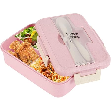 Amazon Wellbeingjp Jp 弁当箱 ランチボックス お弁当箱 おべんとう箱 漏れ防止 10ml 大容量 軽量 麦わら繊維 女性 男子 カトラリー付き ポータブル ピンク 弁当箱 オンライン通販