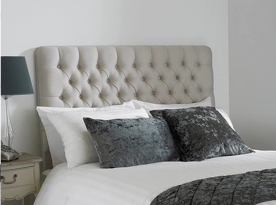 luxisleepltd Tufted Upholstered Colchester Crushed Velvet Headboard for divan bed frame Single double king 20''/26''/30" Height, Buttons (Grey, 5ft-30''Tall)