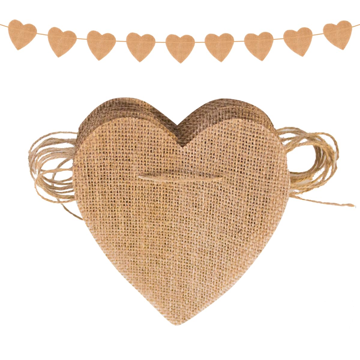 Heart-shaped banner reusable, 14.6 foot linen bunting garland, 15 custom DIY pennants for birthdays weddings