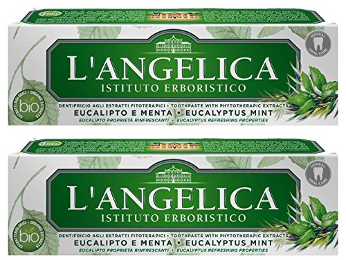 L'Angelica Toothpaste with Phytotherapic Extracts, with Eucalyptus and Mint - 2.53 Fluid Ounces (75ml) Tubes (Pack of 2)