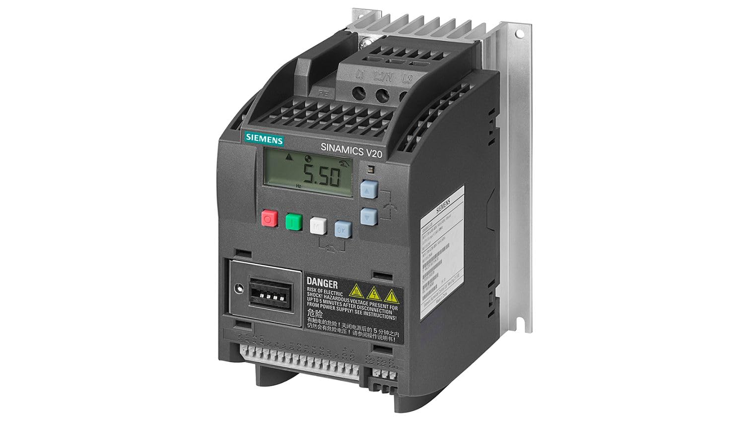 SIEMENS SINAMICS V20 3-Phasen Frequenzumrichter 0,37 kW 380 → 480 V AC / 1,3 A 0 → 550Hz für