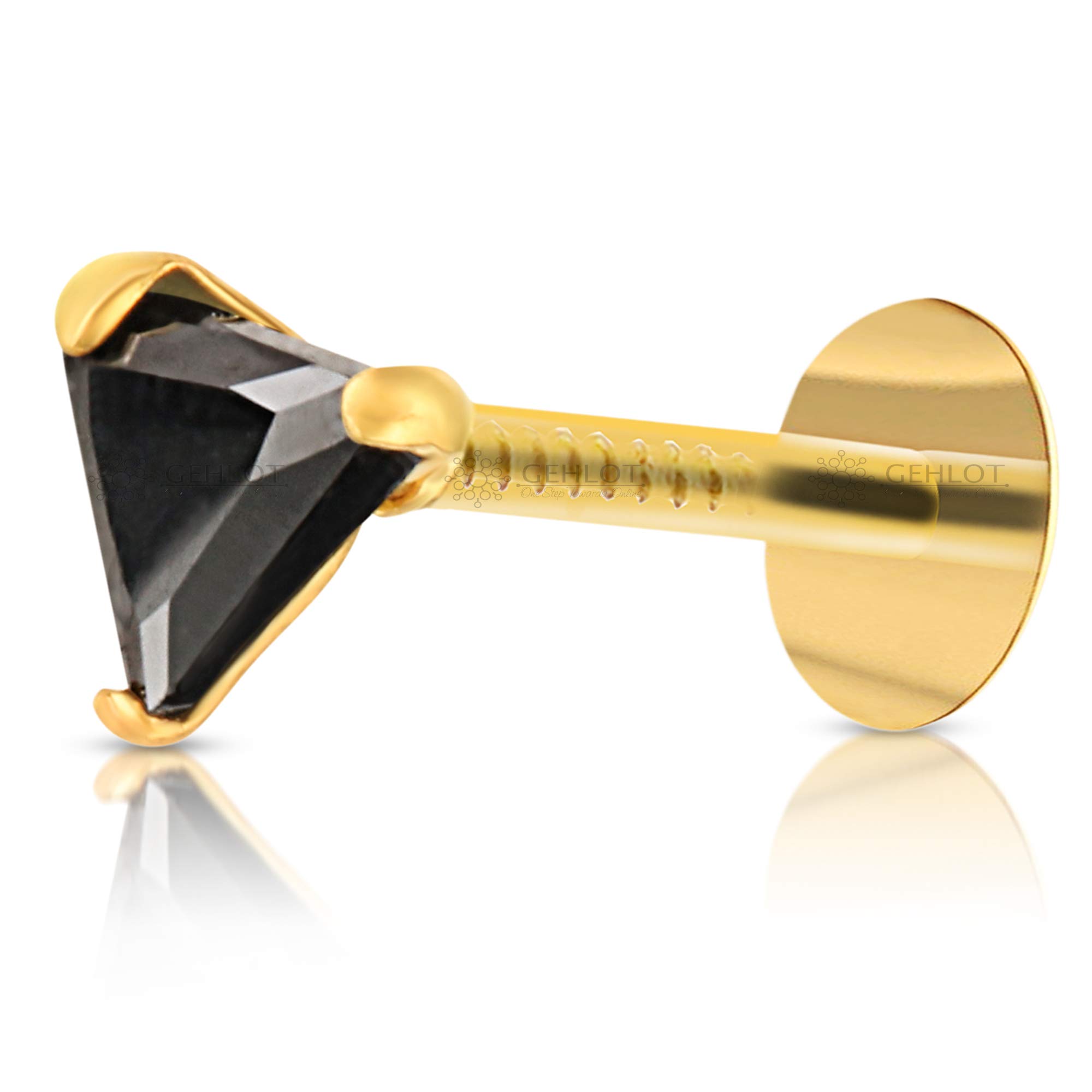 GEHLOT ; OneStep Towards Online 12karat Yellow Gold Nose Pin Stud | Triangle Design Diamond Piercing Nose Stud | For Women and Girls - Black (B091CSKQ2F) Amazon Price History, Amazon Price Tracker