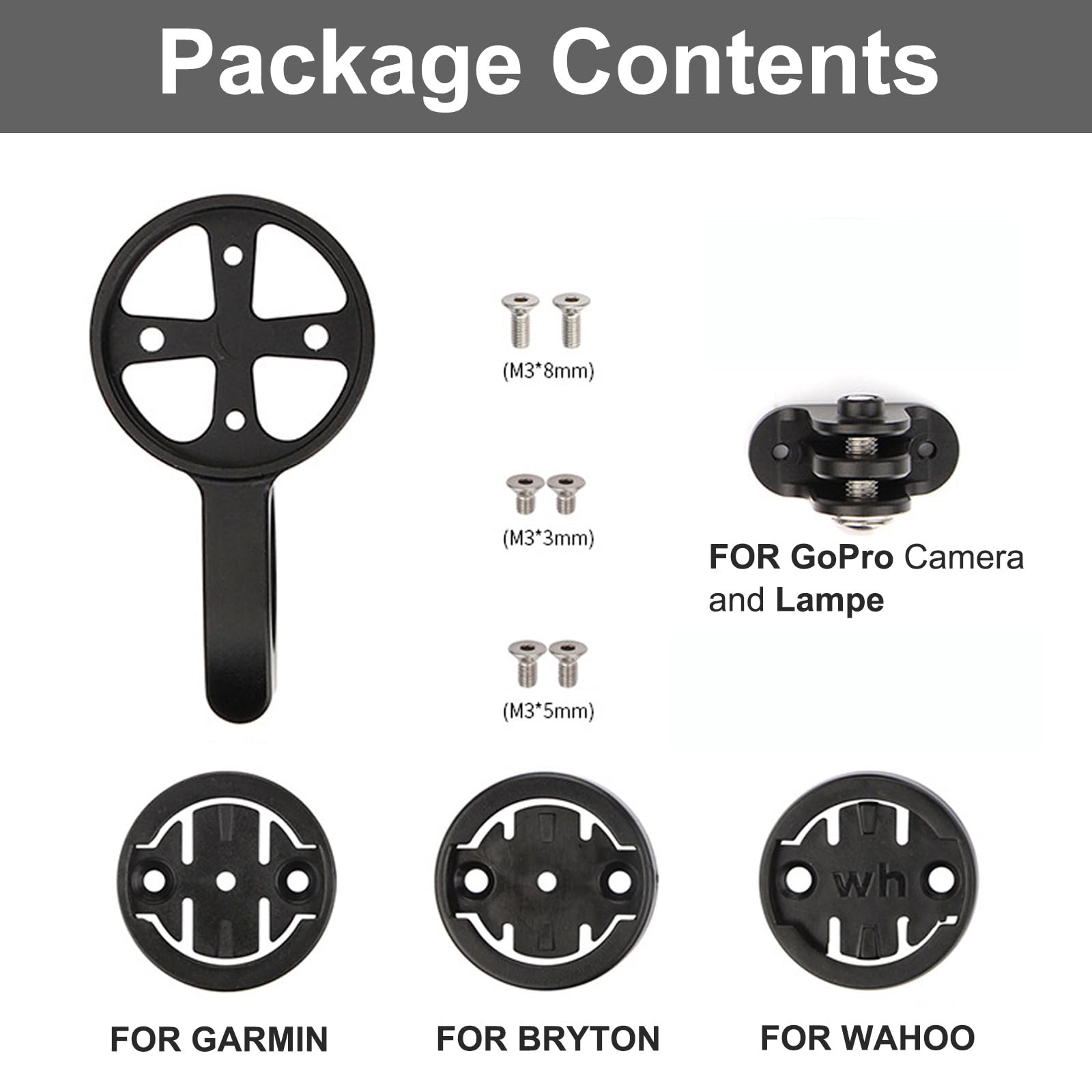 TT Rest Anteriore Manubrio Supporto Computer Bicicletta per bici da strada (in lega di alluminio) Compatibile con Garmin Edge, Wahoo Elemnt, Bryton, Cateye, Videocamera GoPro e lampada