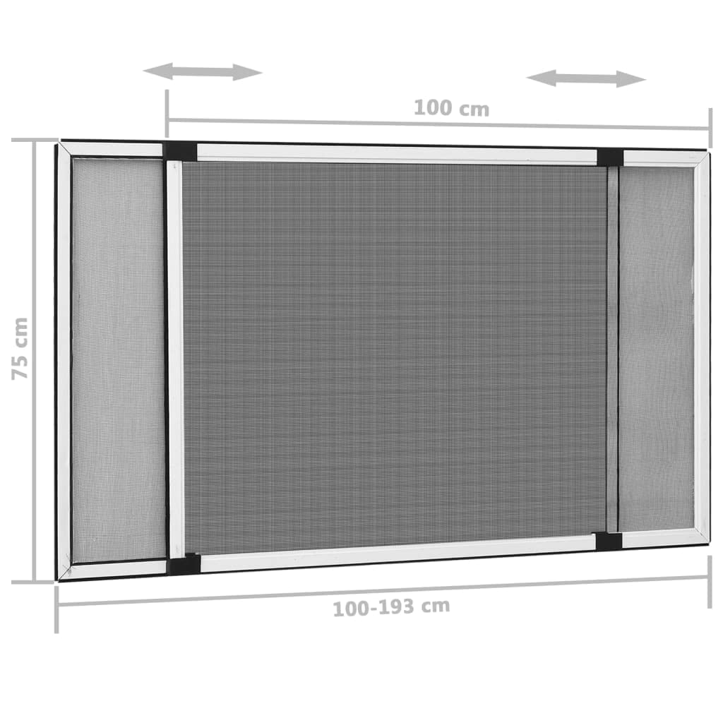Teleskop Fliegengitter für Fenster Weiß 100 bis 193 x 75 cm, Aluminiumrahmen mit Fiberglasnetz, mit Zuschnitt, luftdurchlässig für Rollladen Fenster