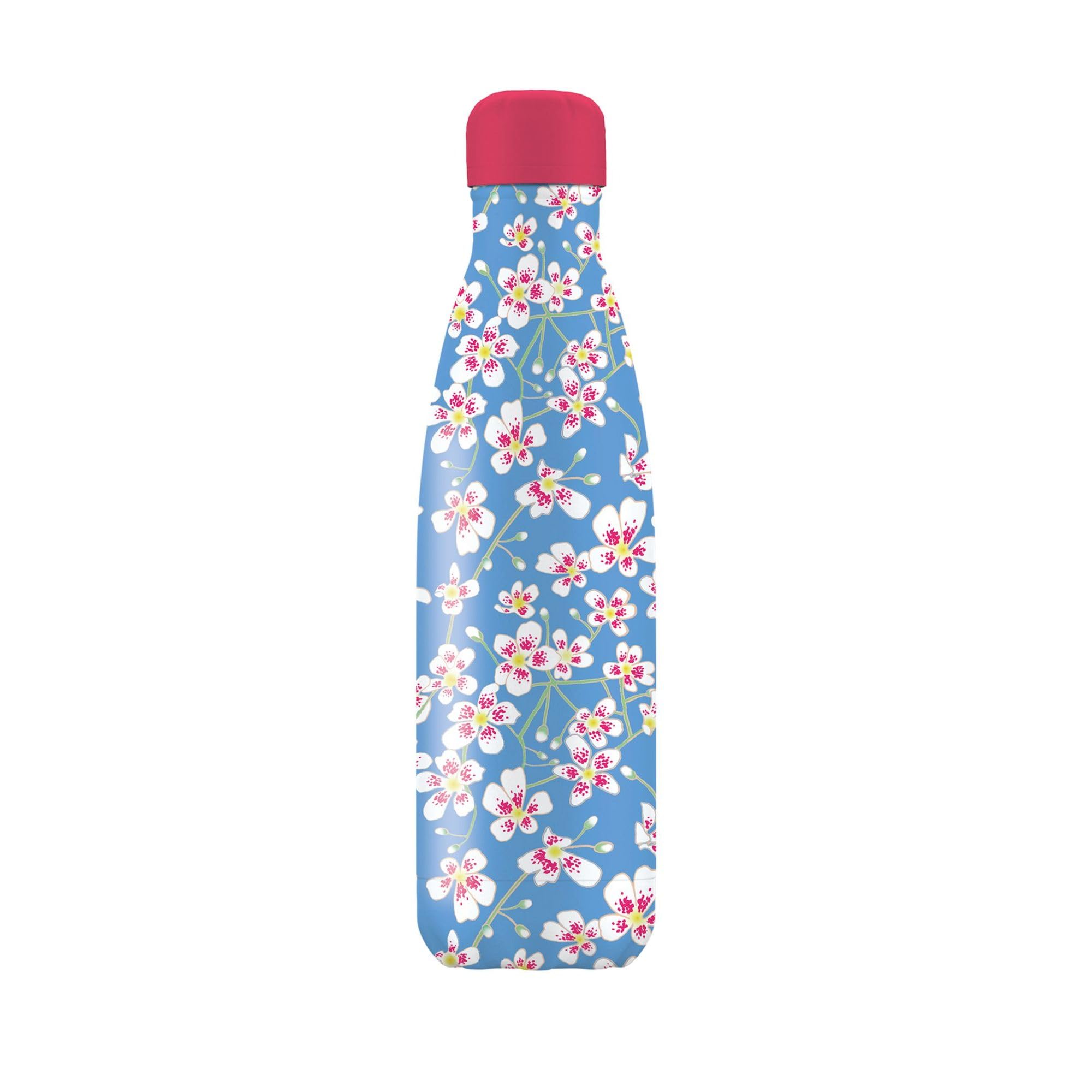 Bouteille isotherme – Emily Burningham « Saxifrage » – Motif floral artistique – Bouteille d'eau réutilisable en acier inoxydable de 500 ml