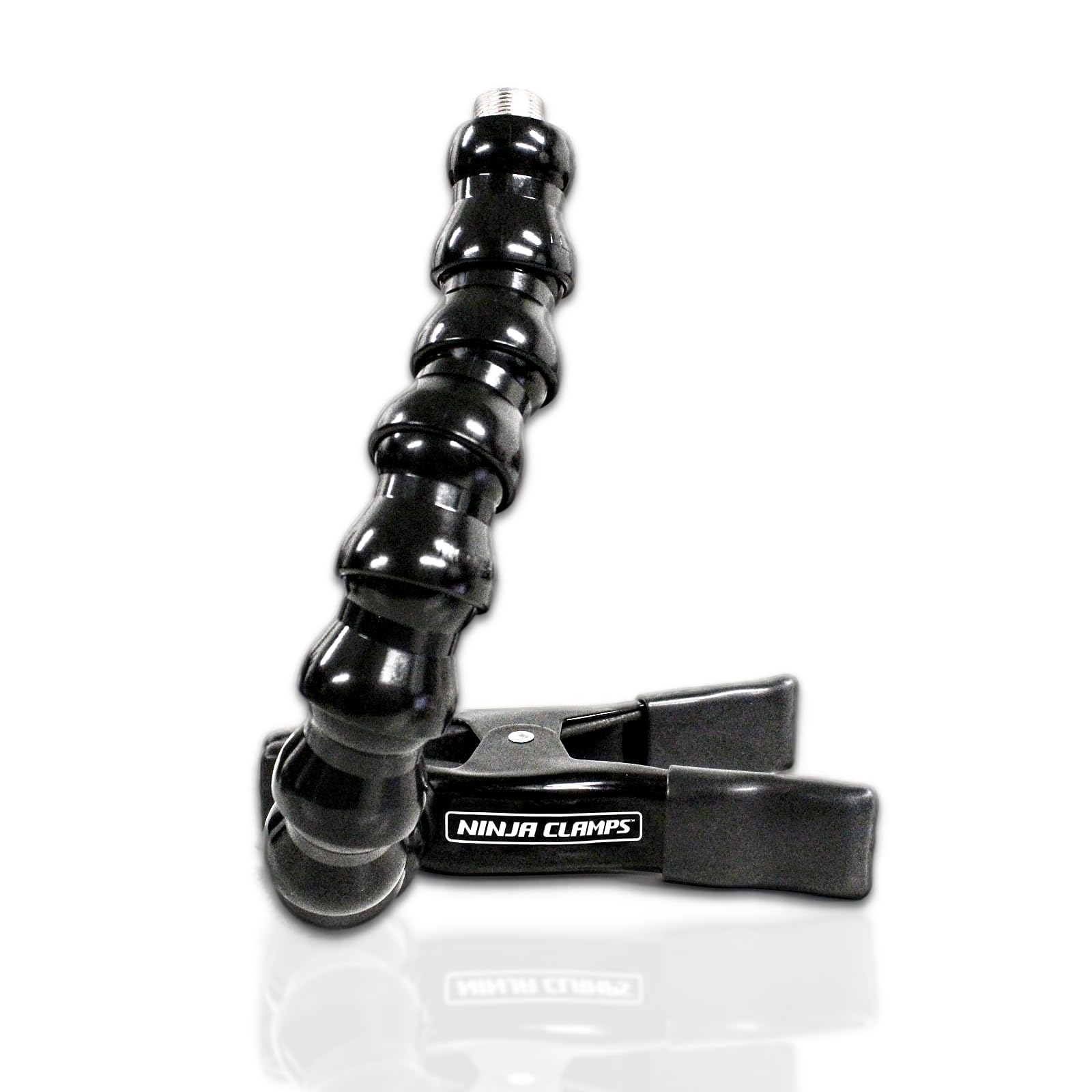 Ninja Clamps by Stage Ninja MIC-12-CB Clamp-On Mic Mount with 12 Inch Gooseneck, Industrial Clamp, Fits 5/8-27 Thread, Holds 2.4 lb, For Stage, Drums, Amps, Desk, Podium, Broadcast