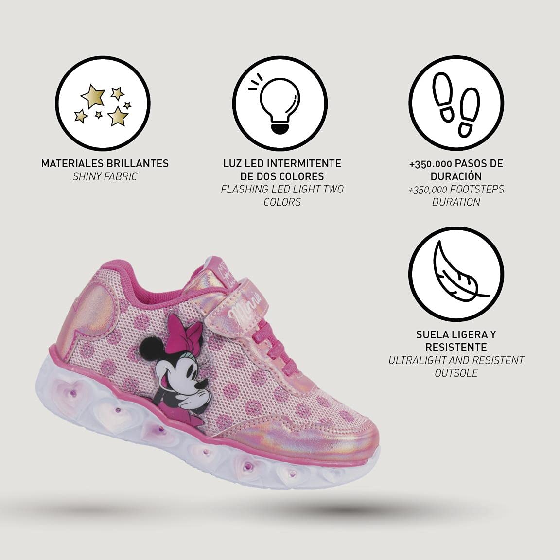 CERDÁ LIFE'S LITTLE MOMENTS Zapatillas con Luces Niña de Minnie - Licencia Oficial Disney Zapatillas con Luces Niña de Minnie - Licencia Oficial DisneyNiños