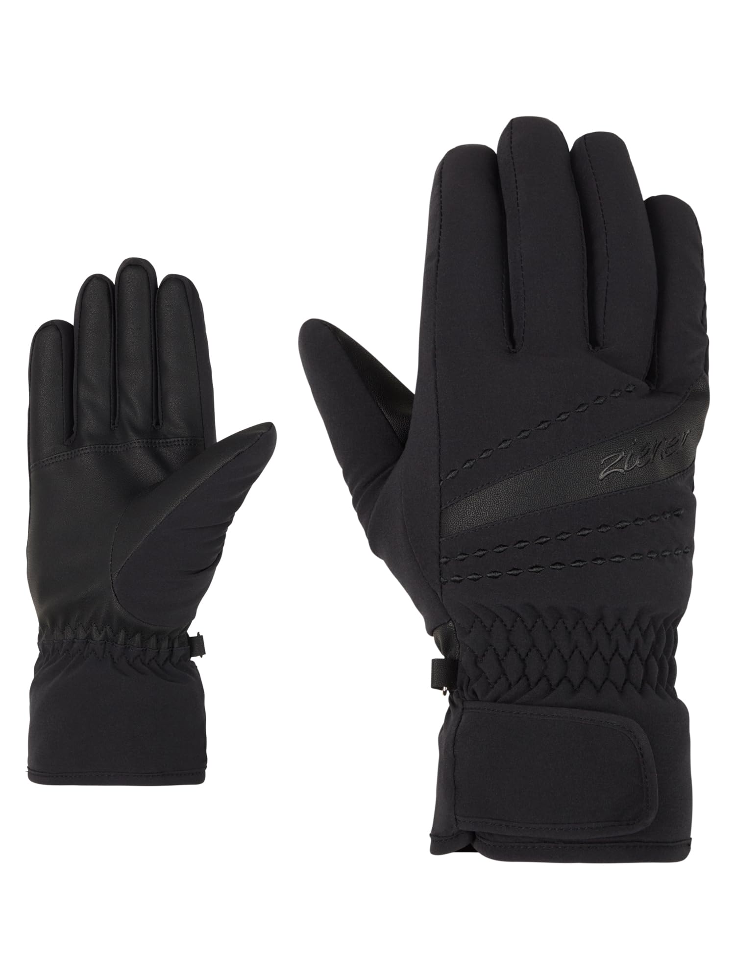 Ziener KIRIA Women's Winter Sports Ski Gloves, Primaloft, Warm, PFC-free, Black, 7.5