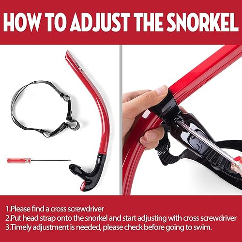 Miniatura 3 de COPOZZ Swim Snorkel for Lap Swimming Swimmers Training Snorkeling Diving, Center Mount Comfortable Silicone Mouthpiece One-Way Purge Valve