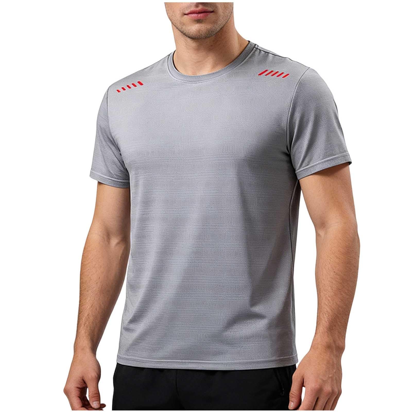 Tshirt Herren Sommer Übergrößen Funktionsshirt Slim Fit Shirt Einfarbig Activewear Weich Wandershirt mit Rundhals Freizeit Laufshirt Sportshirt Kurzarm für den Sport Grau M