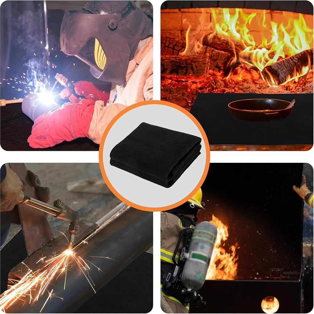 Couverture de soudure en feutre de carbone, isolation ignifuge, résistante à la chaleur jusqu'à 1200 °C, découpable pour une utilisation polyvalente