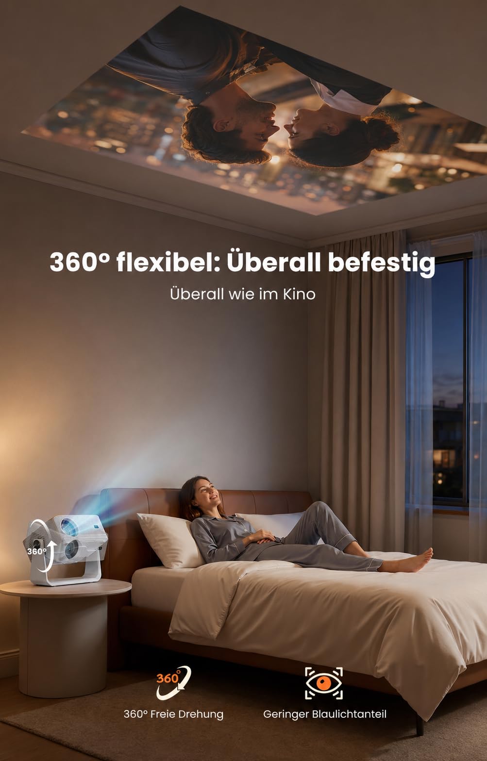 iSinbox 4K Beamer Outdoor mit Netflix, 2x20W Dolby & DTS, HDR10+, WiFi 6 | Schwenkbarer Ständer,Auto Screen Fit, KI-Autofokus, 6D-Keystone, Bluetooth 5.4 Projector für Heimkino, Gartenkino & Gaming