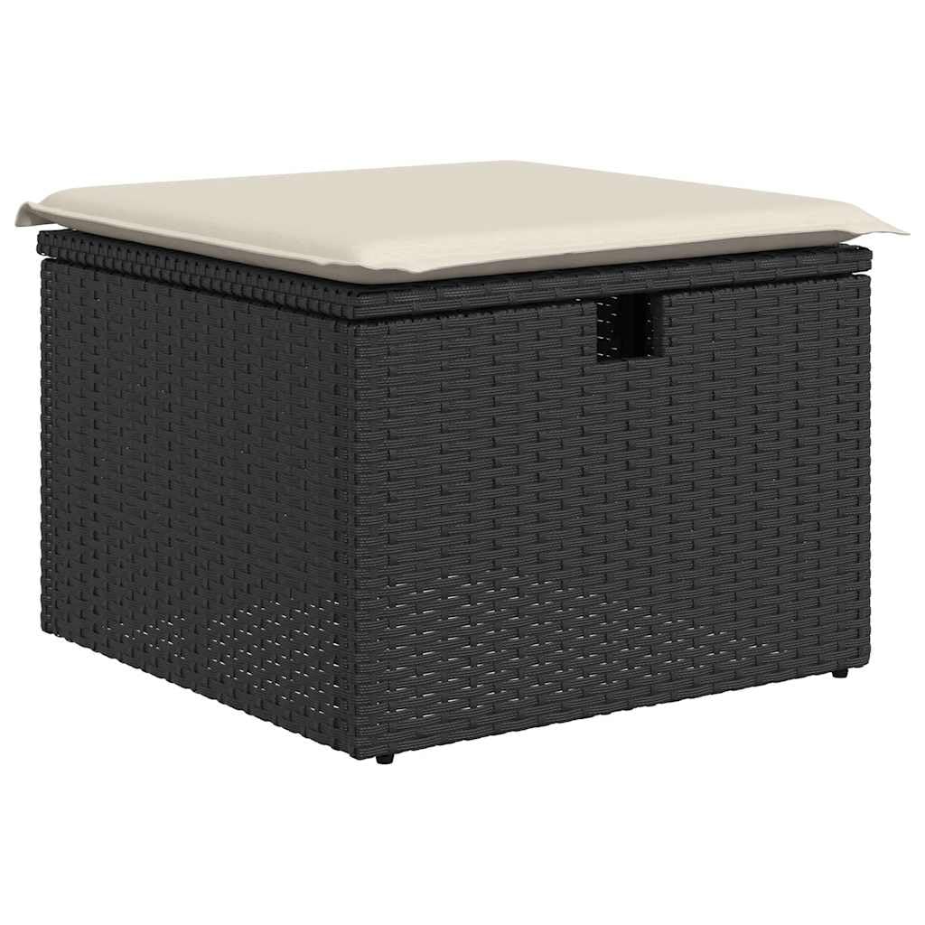 11-TLG. Garten-Sofagarnitur aus schwarzem Poly Rattan mit Kissen, wetterfestes Polyrattan Geflecht, Lounge Sitzgruppe für Terrasse Balkon und Wintergarten, inkl. Tisch, Stuhl, Regal