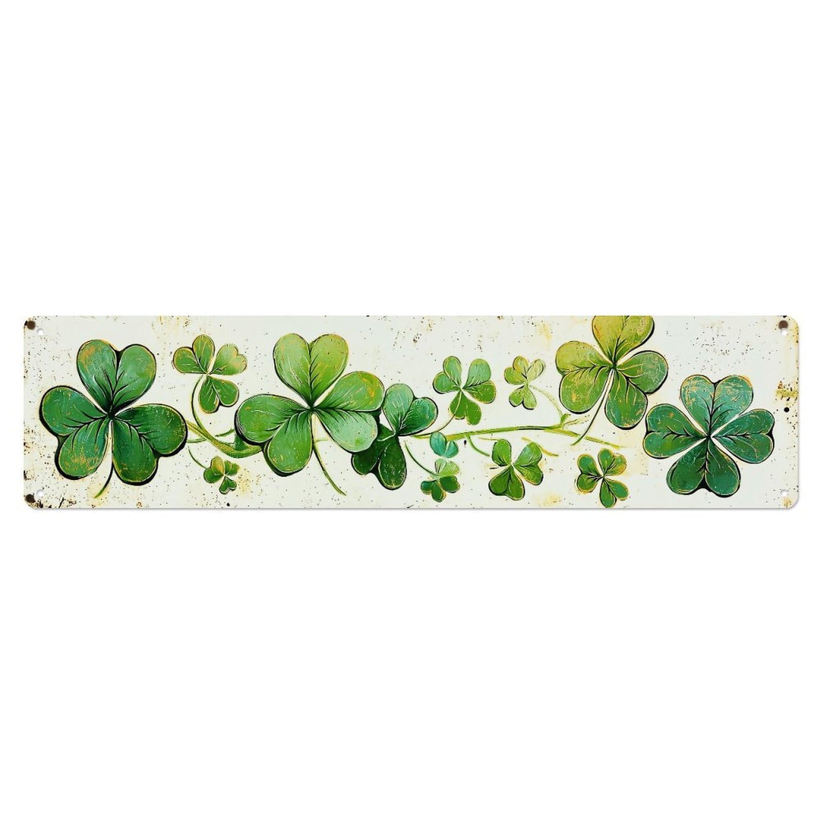 Green Shamrock Clover Leaf Pattern Metal Tin Sign Plaque