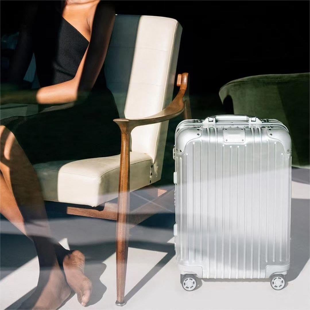 Aoliwei Valigia da Stiva 24" 100% Alluminio, Argento, Senza Zip, TSA