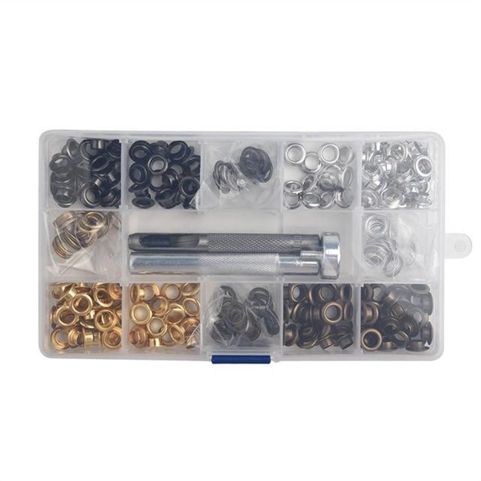 Kit punzonatrice for occhielli 100/180/200 pezzi/set Strumenti for occhielli con occhiello in metallo Tarp in ottone Tenda Tenda da sole Tela Set fai da te Kit Nuovi arrivi Accessori Occhielli (Colore