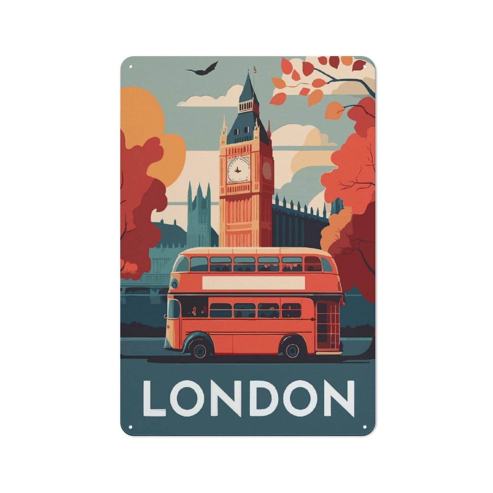 Vintage Cafe Metal Sign 30x20cm Featuring London, Bistro Wall Plaque for Cafe, Bistro, Bakery Or Restaurant