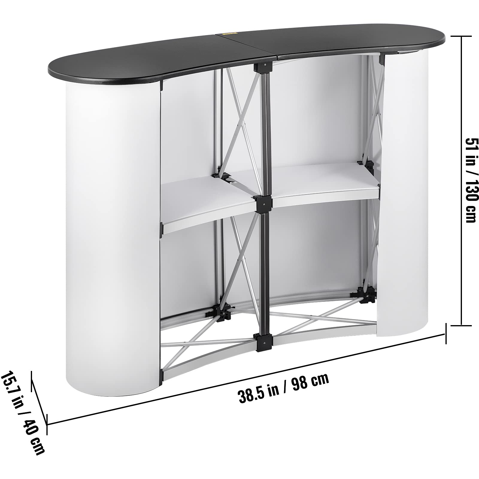 VEVOR Tavolino da Esposizione di Promozione 130 x 40 CM Espositore Commerciale Tavolo a Scomparsa Stand di Controsoffitto in Tessuto per Esposizione