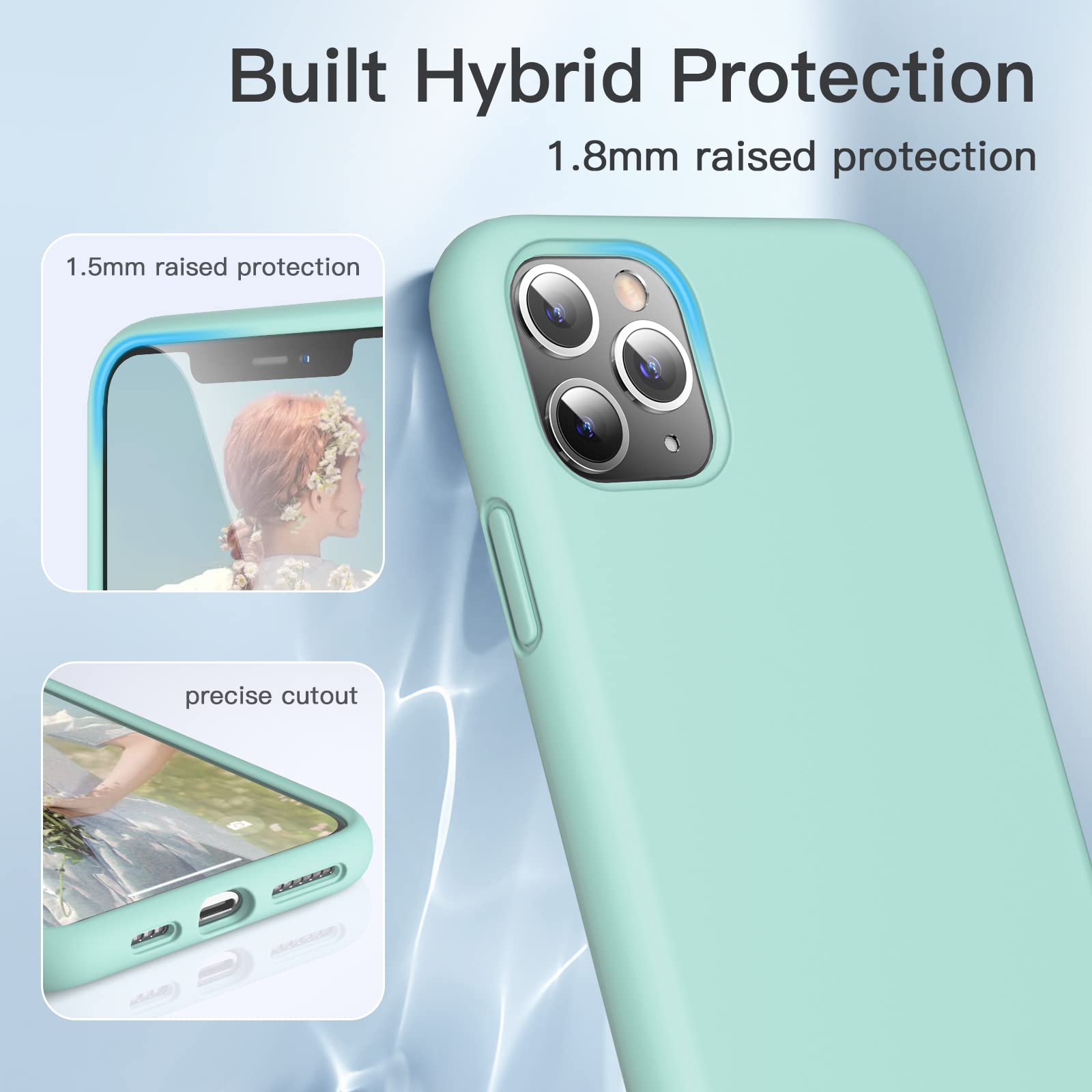 GOODVISH Cover per iPhone 11 Pro Max 6.5 '', Silicone Morbida Case con Fodera in Microfibra, Protettiva Antiurto Antiscivolo Progettata per iPhone 11 Pro Max Custodia, Marino Verde